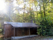 In these mountains sits a very old Cataloochee historical cabin.