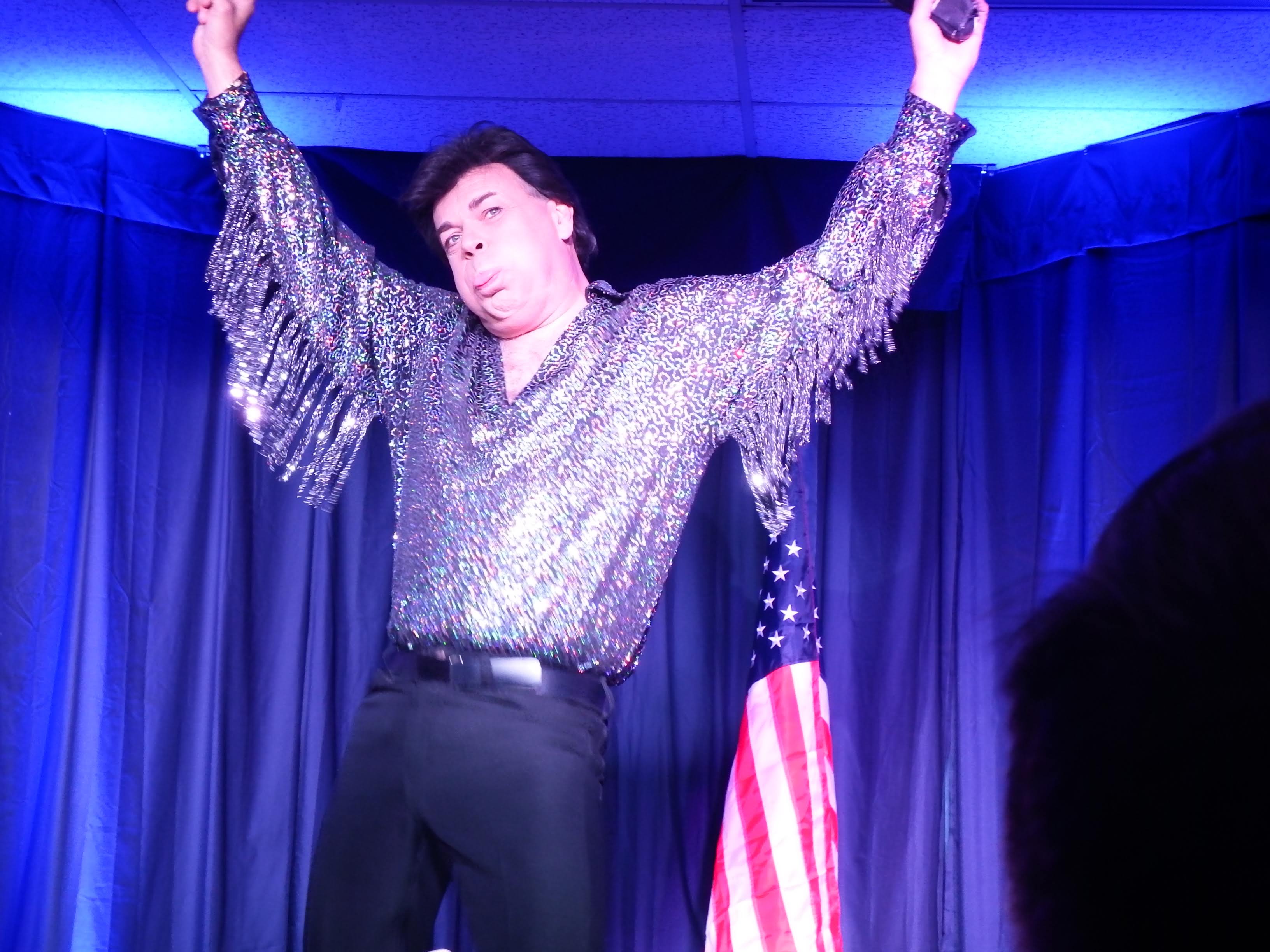 While performing during the Conway Twitty tribute Travis James gets a little crazy as Elvis Presley.