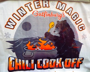 Follow this Gatlinburg Chili Cook-off sign to one of the Great Smoky Mountain's most exciting competitions!