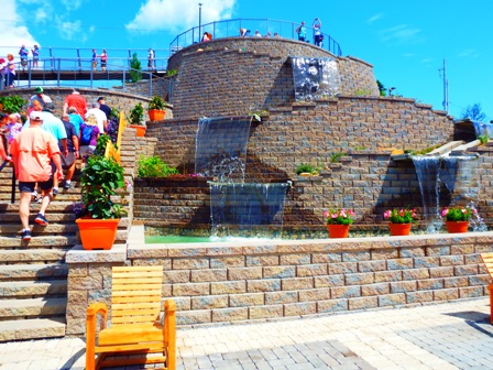 The Climb to the Sky Bridge begins at the beautiful Sky Bridge Fountain.