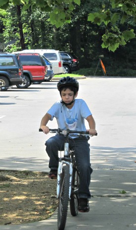 child mountain-biking fun