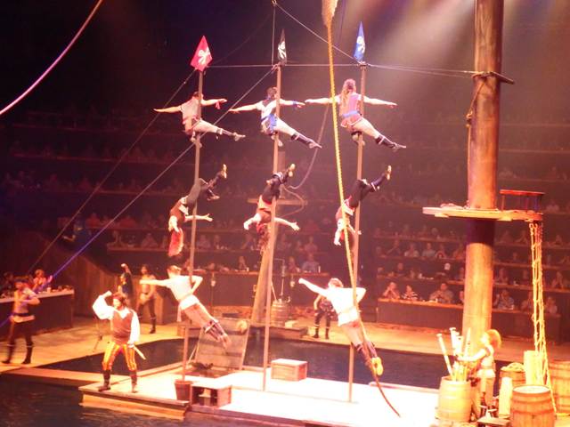 The Pirates Voyage acrobats perform lots of daring feats throughout the show!