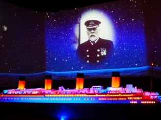 The Titanic Museum Captain along with his ship made of Legos!