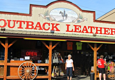doing some cool clothes-shopping at outback leather
