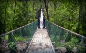 This Foxfire Mountain Man and Lady are enjoying one of the area's longest bridges.