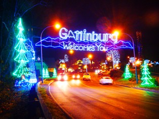 Come through the Gatlinburg Christmas Trolley Entrance for an array of beautiful lights.