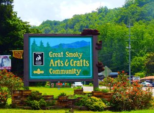 To find beautiful arts and crafts in the Smoky Mountains just follow the Glades sign.