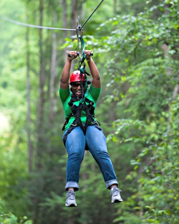 This girl visited Foxfire Mountain Ziplines for the time of her life!
